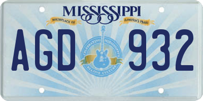 MS license plate AGD932