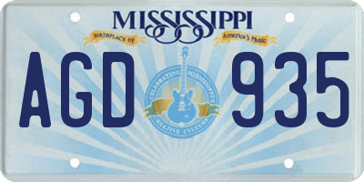 MS license plate AGD935