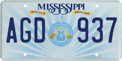 MS license plate AGD937