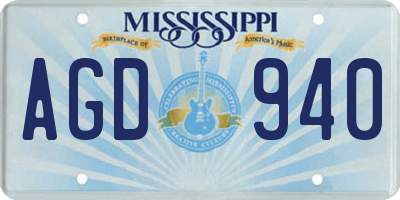 MS license plate AGD940