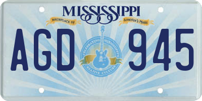 MS license plate AGD945