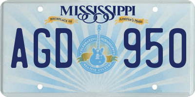MS license plate AGD950