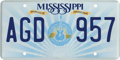 MS license plate AGD957