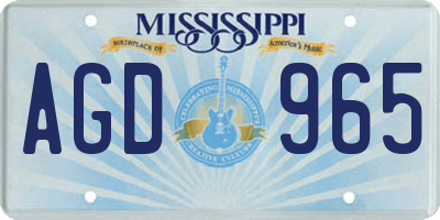 MS license plate AGD965