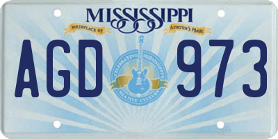 MS license plate AGD973