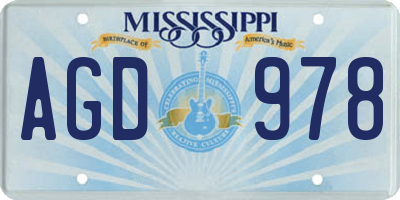 MS license plate AGD978