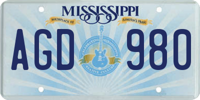 MS license plate AGD980