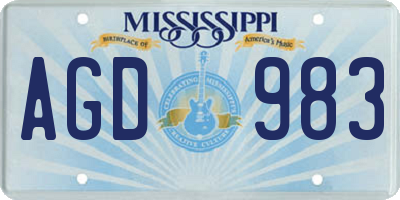 MS license plate AGD983