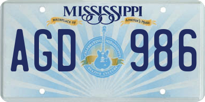 MS license plate AGD986
