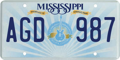 MS license plate AGD987