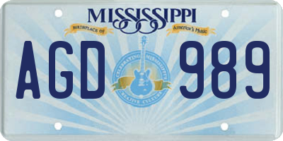 MS license plate AGD989
