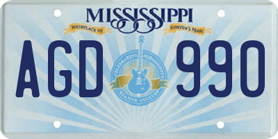 MS license plate AGD990