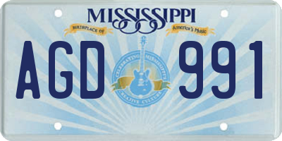 MS license plate AGD991