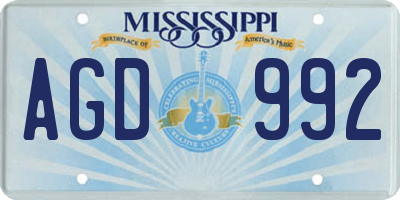 MS license plate AGD992