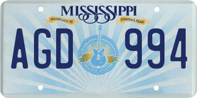 MS license plate AGD994