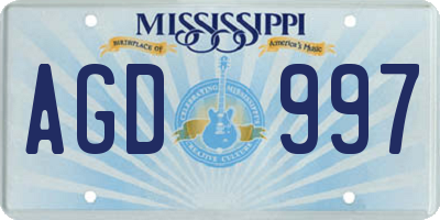 MS license plate AGD997