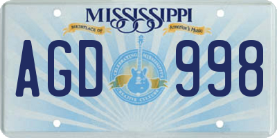 MS license plate AGD998