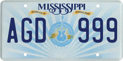 MS license plate AGD999