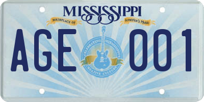 MS license plate AGE001