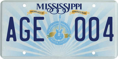 MS license plate AGE004
