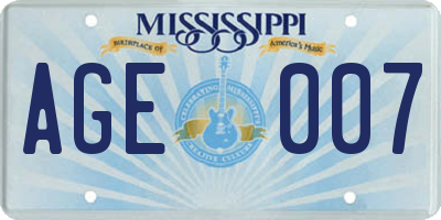 MS license plate AGE007