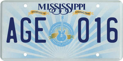 MS license plate AGE016