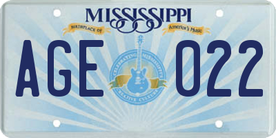 MS license plate AGE022