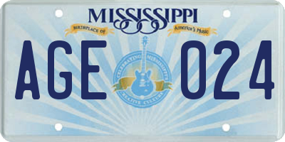 MS license plate AGE024