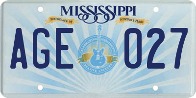 MS license plate AGE027