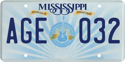 MS license plate AGE032