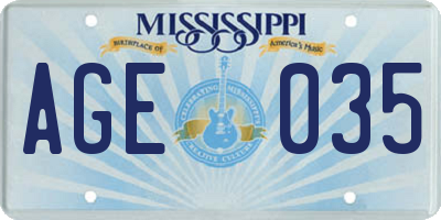 MS license plate AGE035