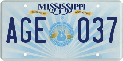 MS license plate AGE037