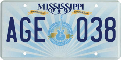 MS license plate AGE038