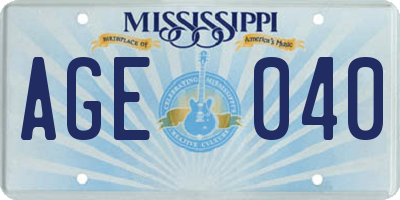 MS license plate AGE040