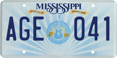 MS license plate AGE041
