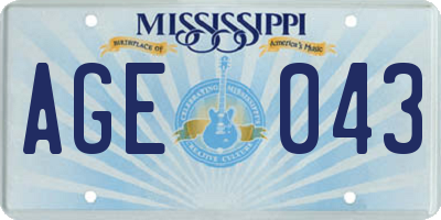 MS license plate AGE043
