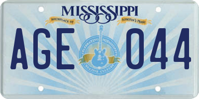MS license plate AGE044