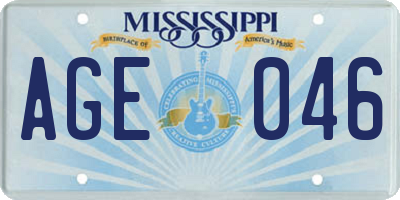MS license plate AGE046