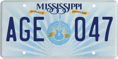 MS license plate AGE047