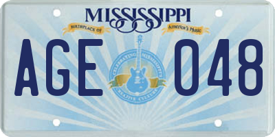 MS license plate AGE048