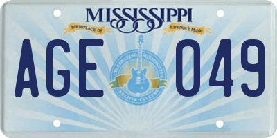 MS license plate AGE049