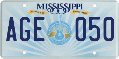 MS license plate AGE050