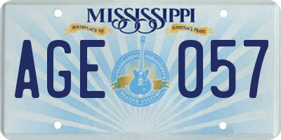 MS license plate AGE057
