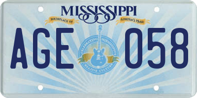 MS license plate AGE058