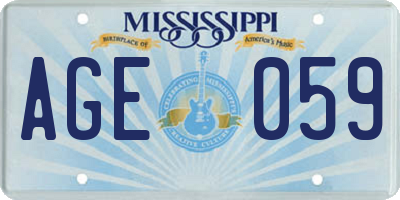 MS license plate AGE059