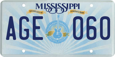 MS license plate AGE060