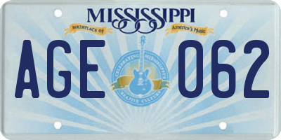 MS license plate AGE062