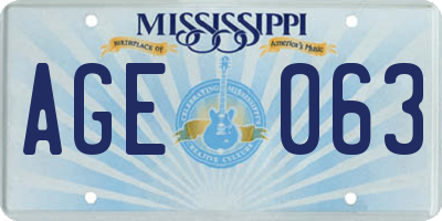 MS license plate AGE063