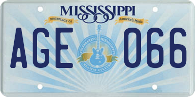 MS license plate AGE066