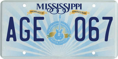 MS license plate AGE067
